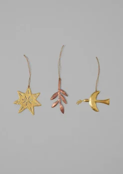 Christmas Decorations-TOAST Hammered Metal Sprig Decoration Copper