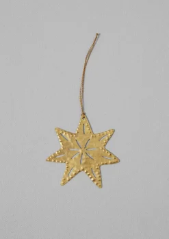 Christmas Decorations-TOAST Hammered Metal Star Decoration Brass