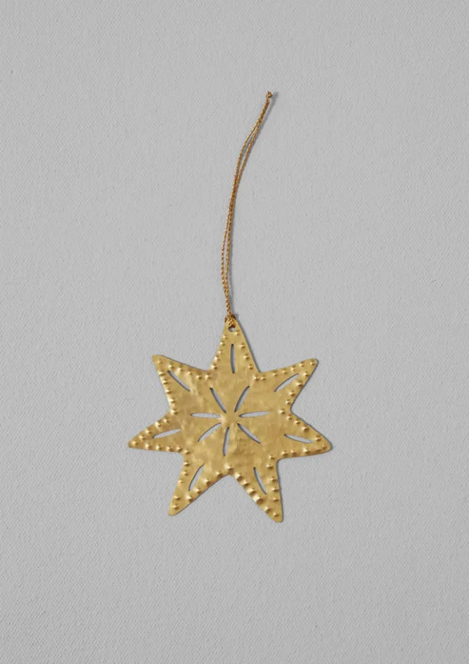 Christmas Decorations-TOAST Hammered Metal Star Decoration Brass