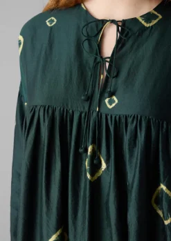 Dresses-TOAST Hand Bandhini Silk Dress OilGreen/LimeGreen