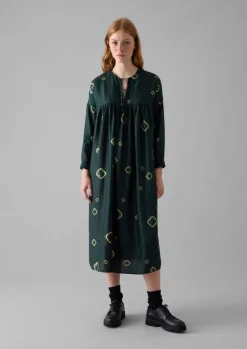 Dresses-TOAST Hand Bandhini Silk Dress OilGreen/LimeGreen