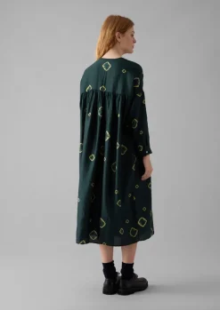 Dresses-TOAST Hand Bandhini Silk Dress OilGreen/LimeGreen