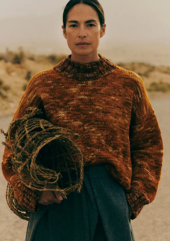 Knitwear-TOAST Hand Dyed Marl Sweater OrangeMix