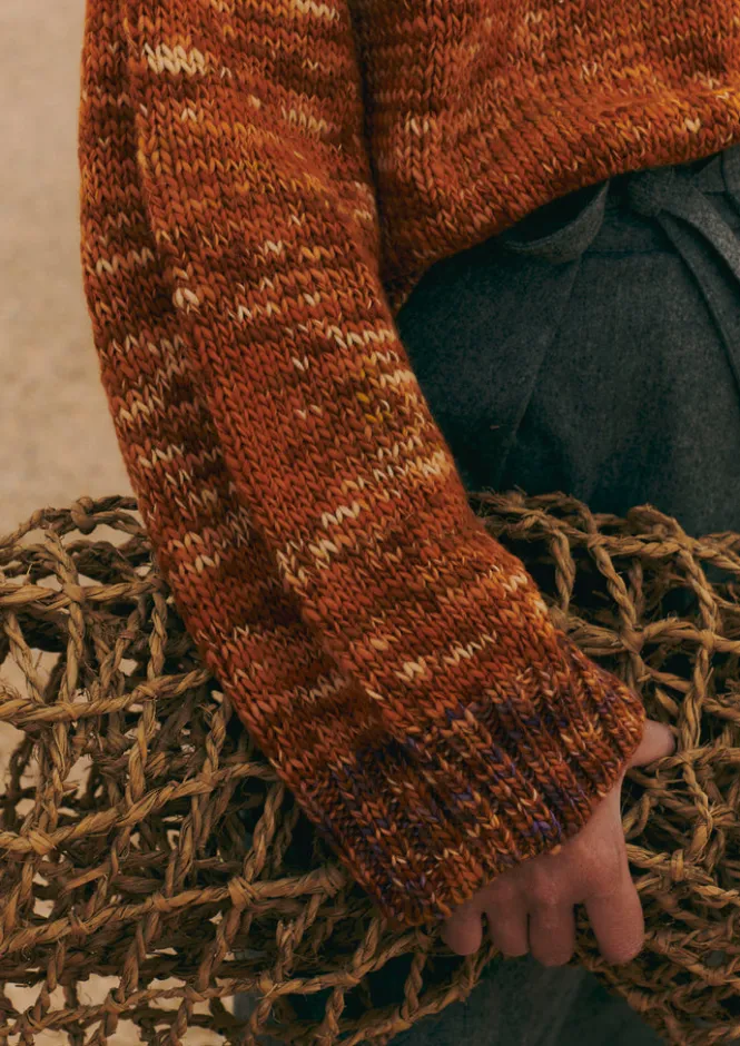 Knitwear-TOAST Hand Dyed Marl Sweater OrangeMix