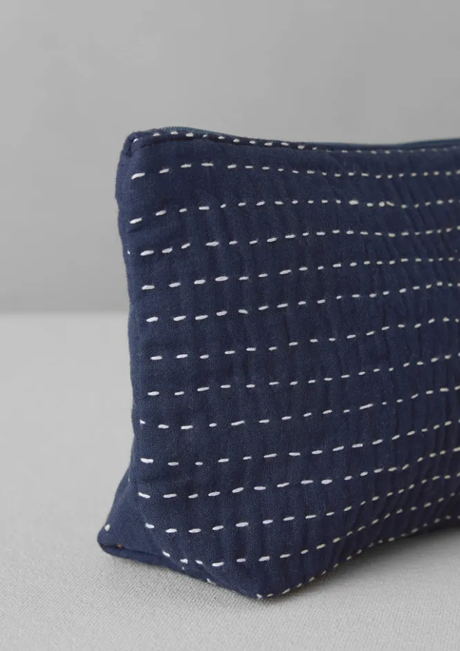 Textiles|Bathroom-TOAST Hand Embroidered Celestial Pouch Indigo