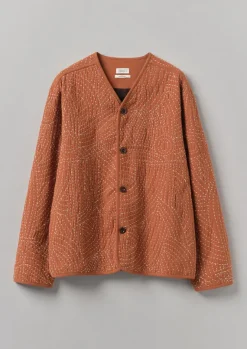 Coats & Jackets-TOAST Hand Embroidered Kantha Relaxed Jacket RedGranite