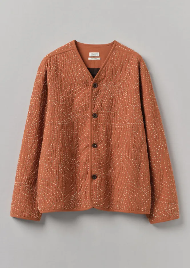 Coats & Jackets-TOAST Hand Embroidered Kantha Relaxed Jacket RedGranite