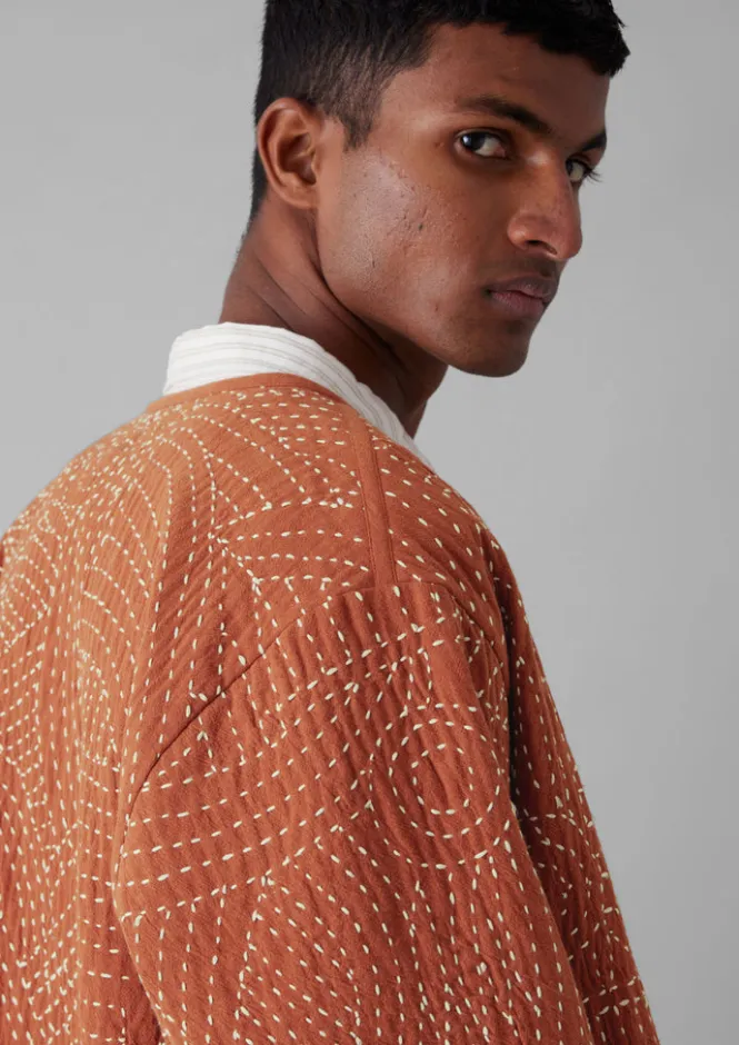 Coats & Jackets-TOAST Hand Embroidered Kantha Relaxed Jacket RedGranite