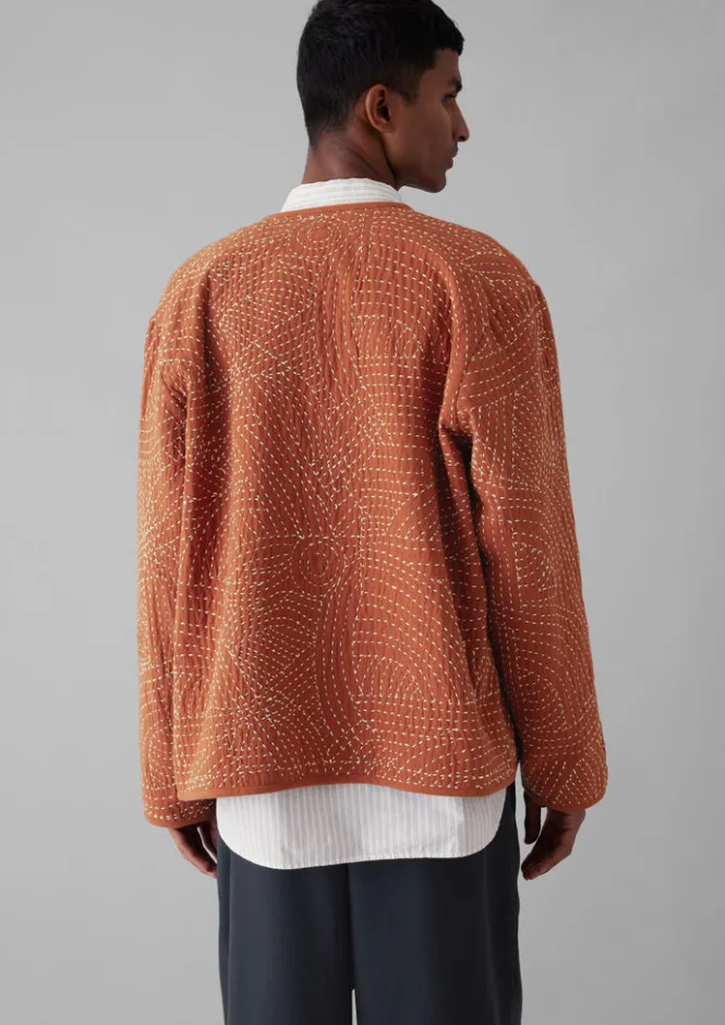 Coats & Jackets-TOAST Hand Embroidered Kantha Relaxed Jacket RedGranite