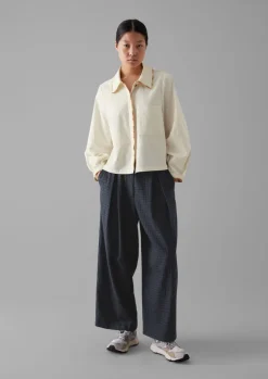 Shirts|Tops & Tees-TOAST Hand Embroidered Textured Cotton Shirt Ecru/Multi