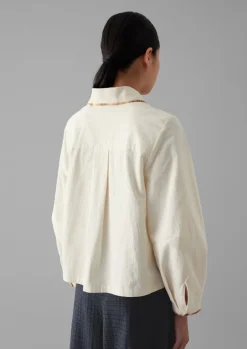 Shirts|Tops & Tees-TOAST Hand Embroidered Textured Cotton Shirt Ecru/Multi