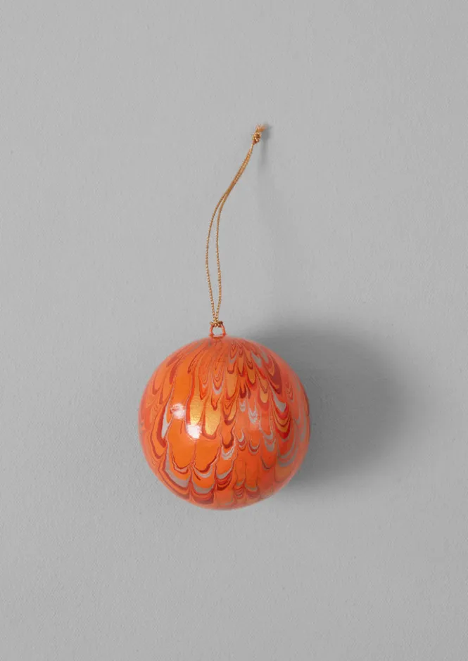 Christmas Decorations-TOAST Hand Marbled Bauble Coral
