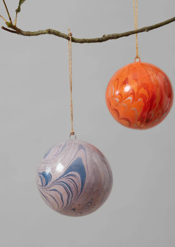 Christmas Decorations-TOAST Hand Marbled Bauble Lilac