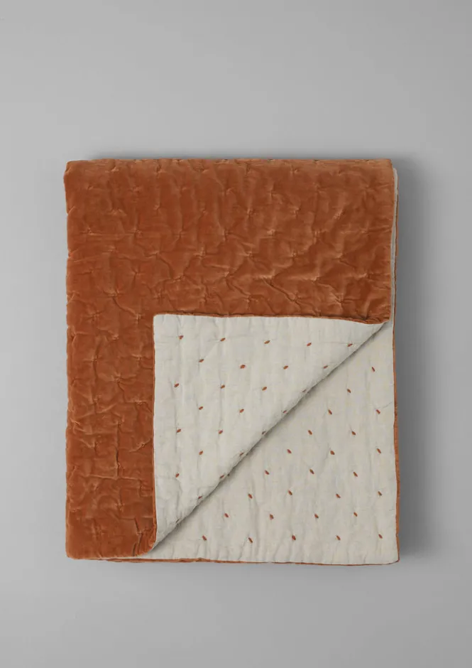 Textiles|Blankets & Throws-TOAST Hand Quilted Velvet Throw SoftGinger/Natural