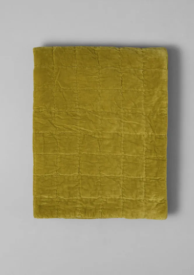 Textiles|Blankets & Throws-TOAST Hand Stitched Organic Velvet Quilt Pomelo