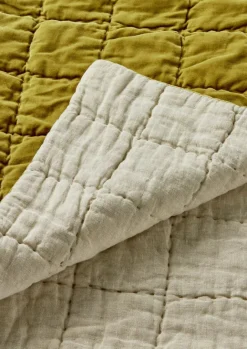 Textiles|Blankets & Throws-TOAST Hand Stitched Organic Velvet Quilt Pomelo