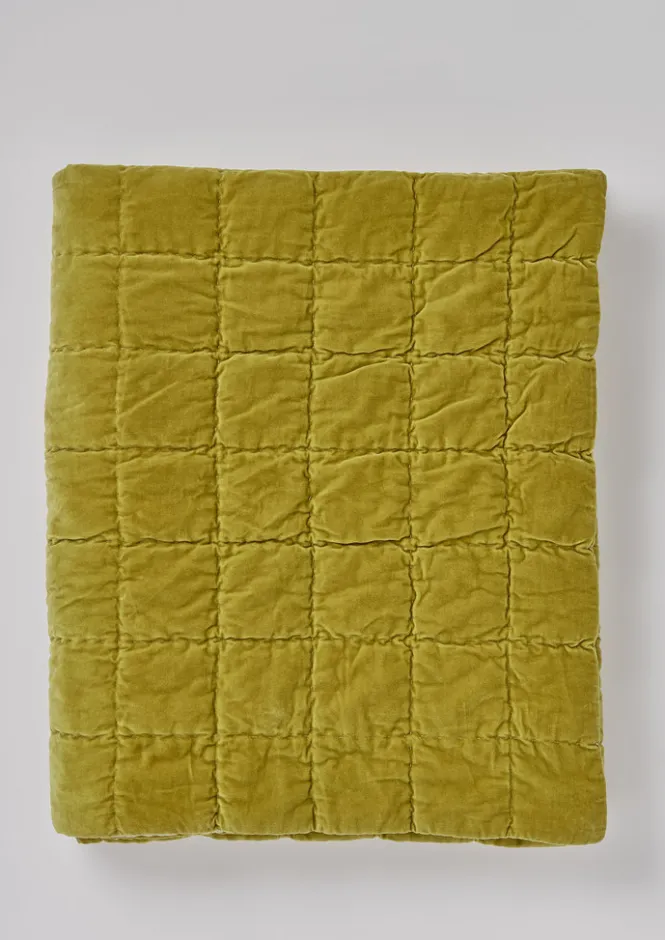 Textiles|Blankets & Throws-TOAST Hand Stitched Organic Velvet Quilt Pomelo