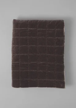 Textiles|Blankets & Throws-TOAST Hand Stitched Velvet Bedspread Smoke/Natural