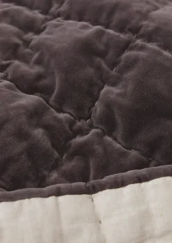 Textiles|Blankets & Throws-TOAST Hand Stitched Velvet Bedspread Smoke/Natural