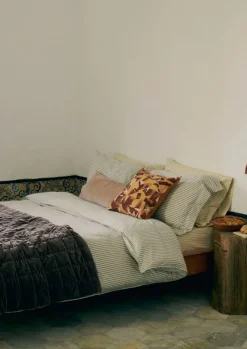 Textiles|Blankets & Throws-TOAST Hand Stitched Velvet Quilt Smoke/Natural