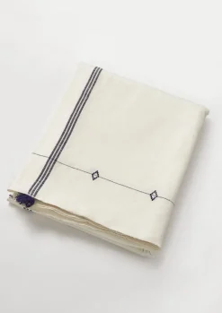 Textiles|Outdoor-TOAST Hand Woven Cotton Tablecloth Ecru/ProvenceBlue