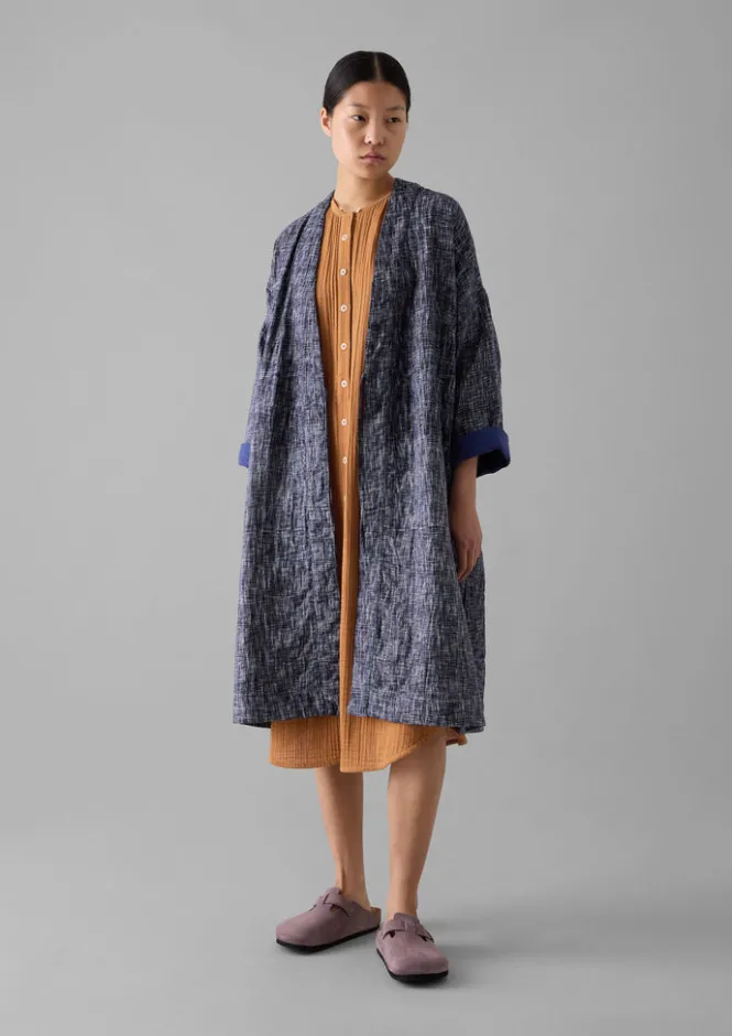 Gowns|Nightwear-TOAST Hand Woven Crosshatch Kantha Gown DeepBlue