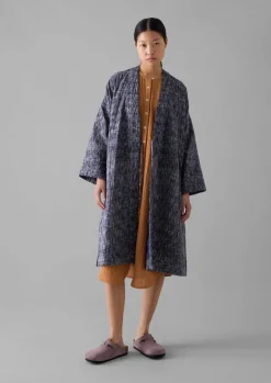 Gowns|Nightwear-TOAST Hand Woven Crosshatch Kantha Gown DeepBlue