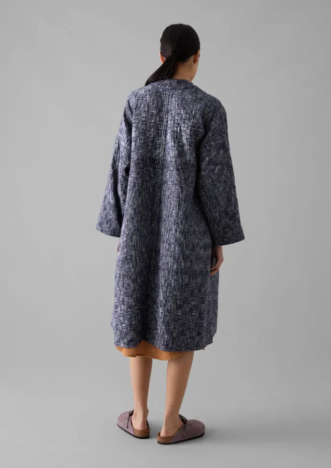 Gowns|Nightwear-TOAST Hand Woven Crosshatch Kantha Gown DeepBlue