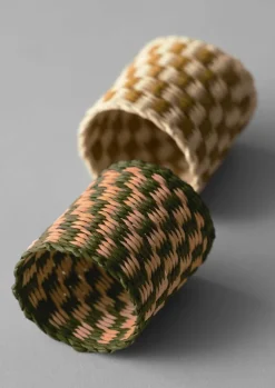 Textiles-TOAST Hand Woven Iraca Napkin Rings Natural/Multi