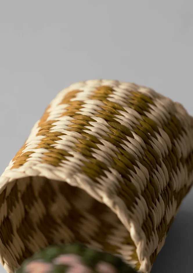 Textiles-TOAST Hand Woven Iraca Napkin Rings Natural/Multi