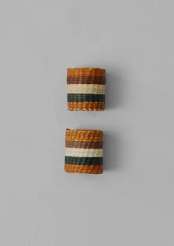 Textiles|Kitchen-TOAST Hand Woven Iraca Napkin Rings Sand/Multi