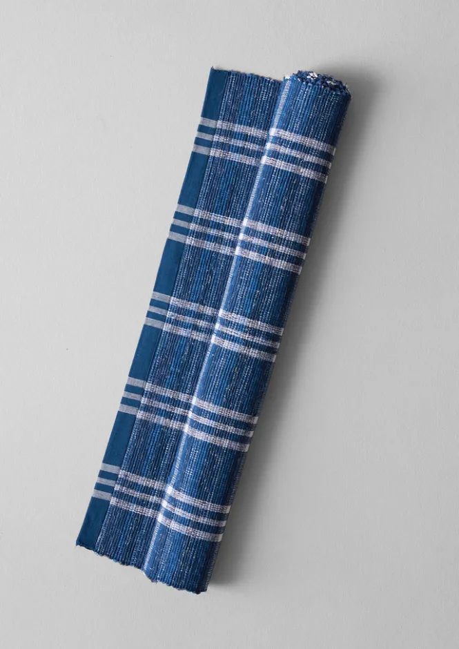 Textiles|Rugs-TOAST Hand Woven Remnant Fabric Rag Rug MixedBlues