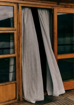Textiles|Curtains-TOAST Hand Woven Space Dye Curtain Set Chalk/BreezeBlue