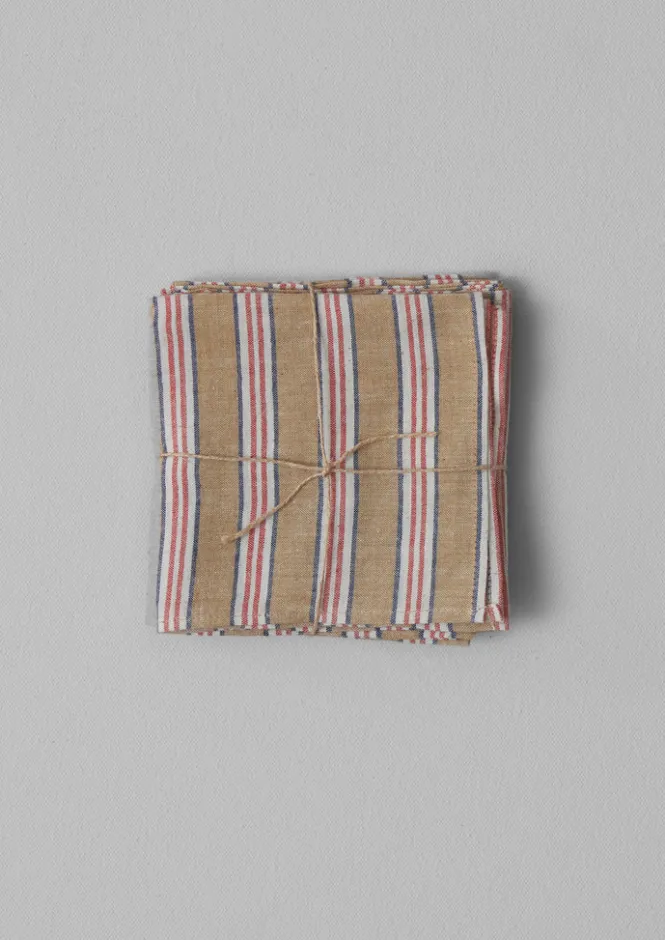 Textiles|Tableware-TOAST Hand Woven Stripe Napkin Set Ochre