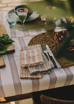 Textiles|Kitchen-TOAST Hand Woven Stripe Napkin Set Parchment