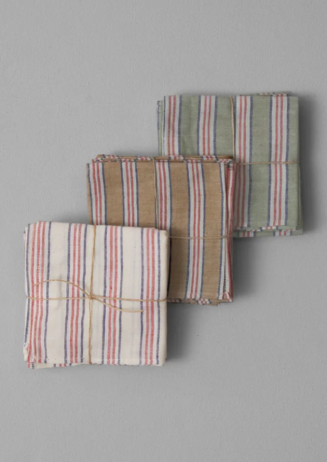 Textiles|Kitchen-TOAST Hand Woven Stripe Napkin Set Parchment