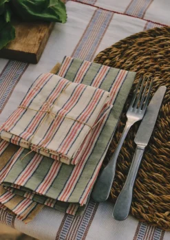 Textiles|Kitchen-TOAST Hand Woven Stripe Napkin Set Parchment