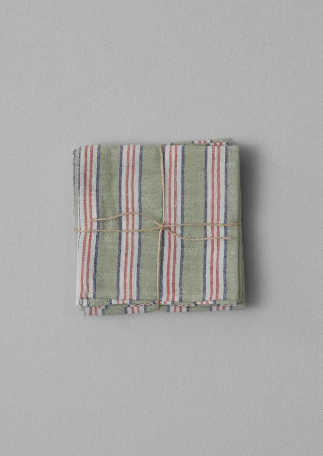 Textiles|Kitchen-TOAST Hand Woven Stripe Napkin Set MineralGreen