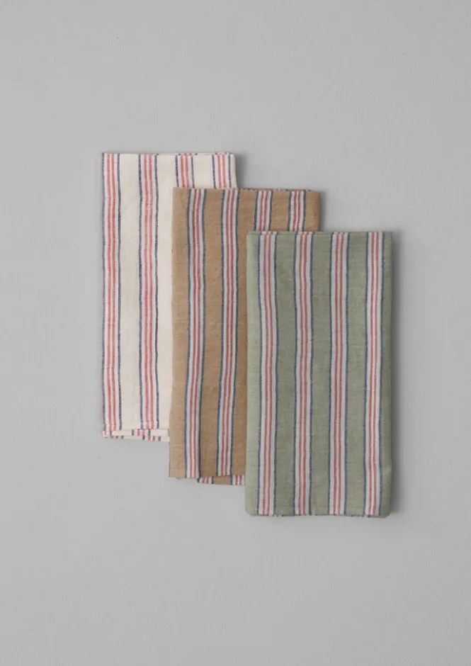 Textiles|Kitchen-TOAST Hand Woven Stripe Napkin Set MineralGreen