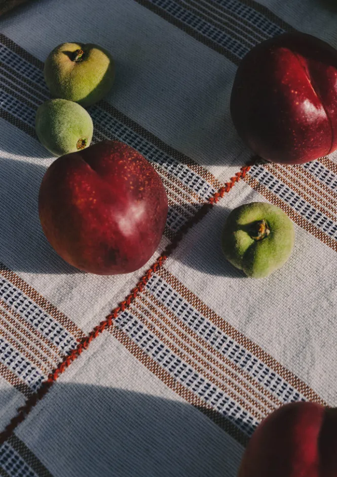 Textiles|Kitchen-TOAST Hand Woven Stripe Tablecloth Ecru/Ochre