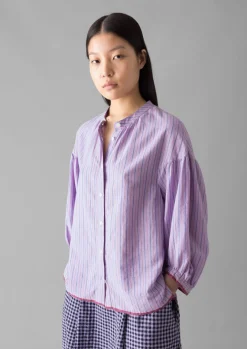 Shirts|Tops & Tees-TOAST Harmony Stripe Hand Woven Mulmul Shirt Mauve