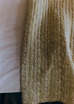 Textiles|Blankets & Throws-TOAST Harvest Block Print Cotton Quilt Sand/Hellebore