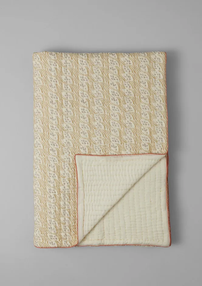 Textiles|Blankets & Throws-TOAST Harvest Block Print Cotton Quilt Sand/Hellebore