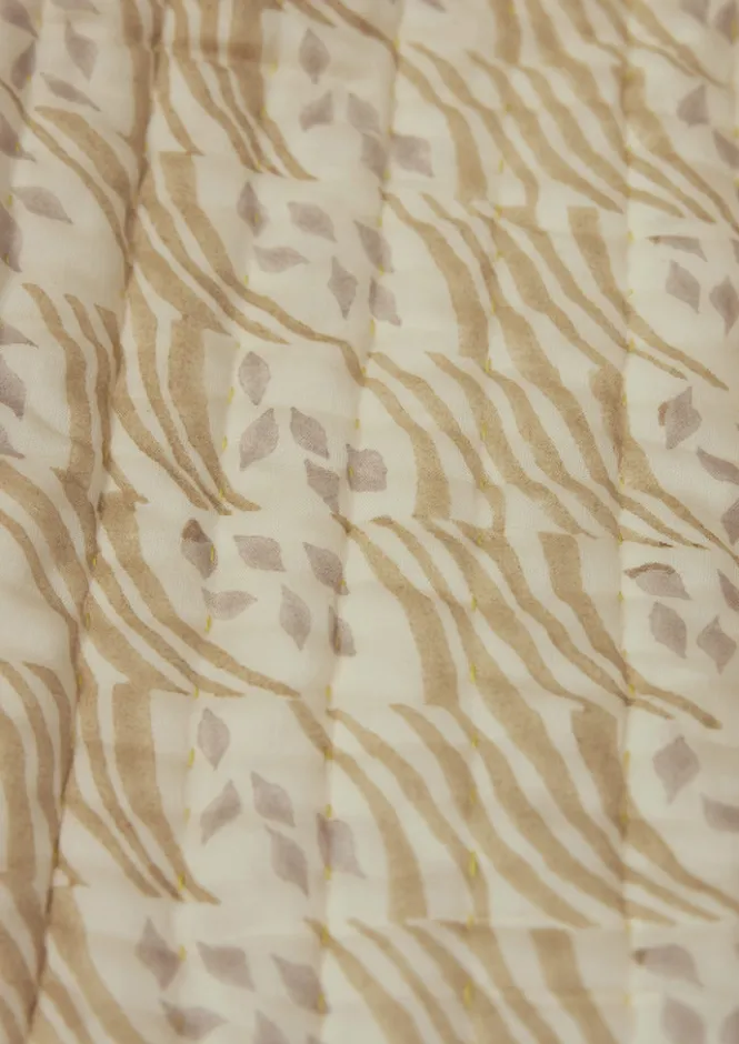 Textiles|Blankets & Throws-TOAST Harvest Block Print Cotton Quilt Sand/Hellebore