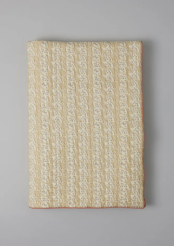 Textiles|Blankets & Throws-TOAST Harvest Block Print Cotton Quilt Sand/Hellebore