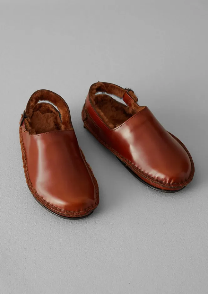 Shoes-TOAST Hereu Cargol Sheepskin Mules Tan