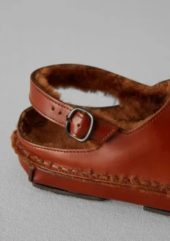 Shoes-TOAST Hereu Cargol Sheepskin Mules Tan