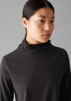 Jersey|Loungewear-TOAST High Neck Soft Cotton Tee SoftCharcoal