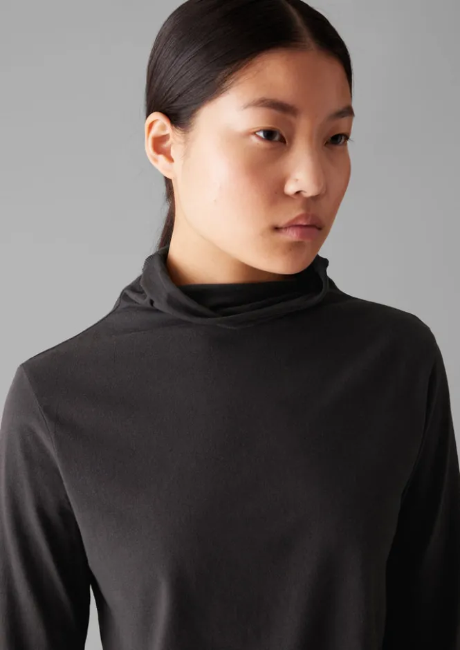 Jersey|Loungewear-TOAST High Neck Soft Cotton Tee SoftCharcoal