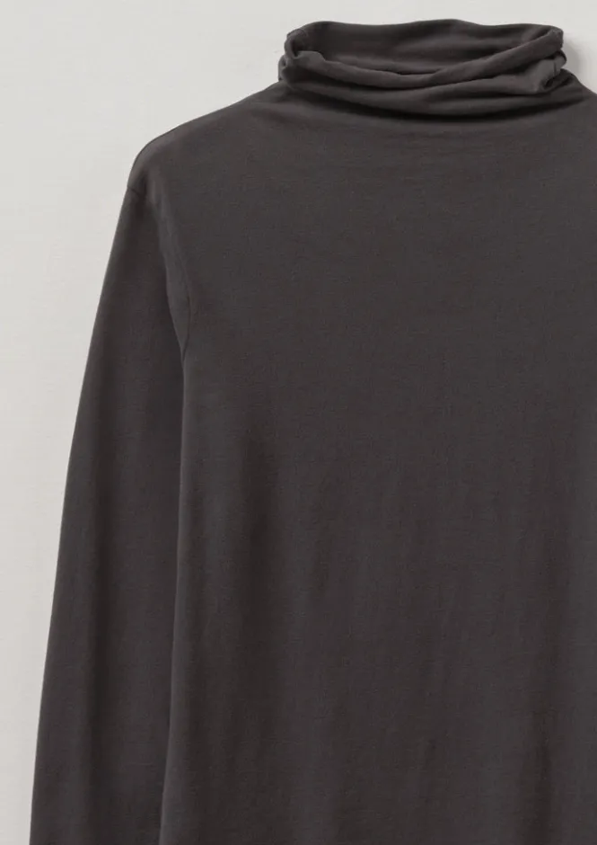 Jersey|Loungewear-TOAST High Neck Soft Cotton Tee SoftCharcoal